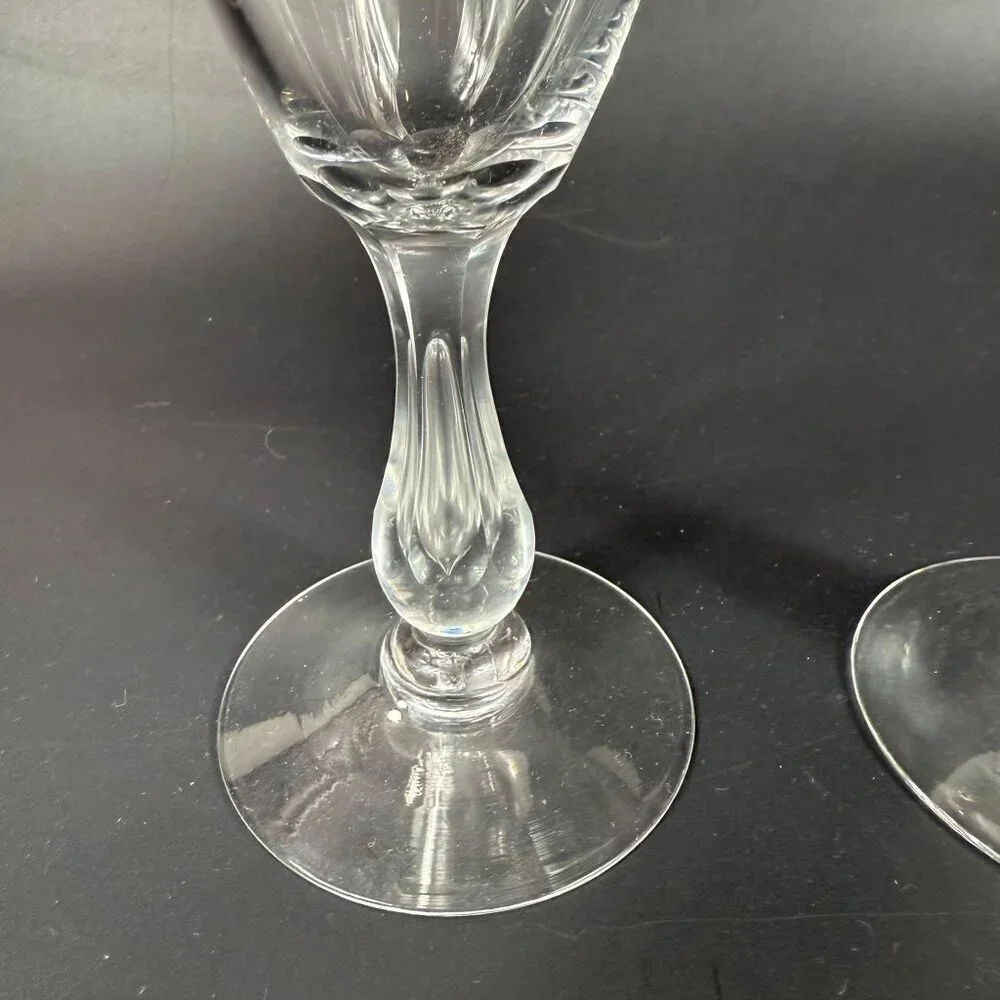 Vintage Kosta Boda Grace Clear Blown Glass Bubble Stem Water Goblets Set Of 2